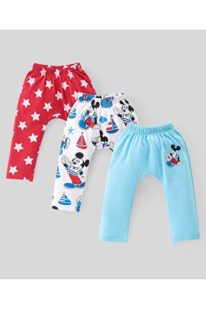Babyhug Disney مجموعة من 3 سراويل داخلية طويلة من نسيج قطني 100% - أحمر وأبيض وأزرق