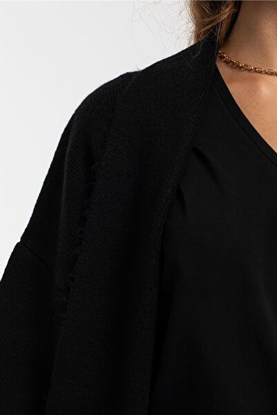 TENA Women's Black Loose Knitwear Cardigan