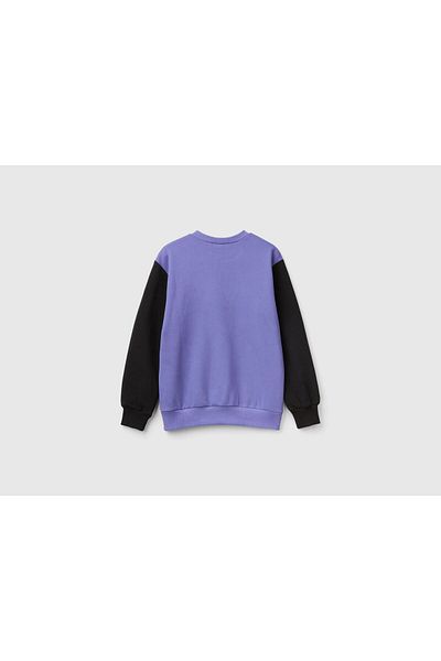 United Colors of Benetton Hanorac cu nervuri cu logo imprimat în amestec gri pentru băiat