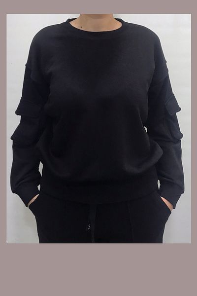 Nonno Kids Girl's Korean Style Oversi?Ze with Cargo Pocket Crop Sweatshirt