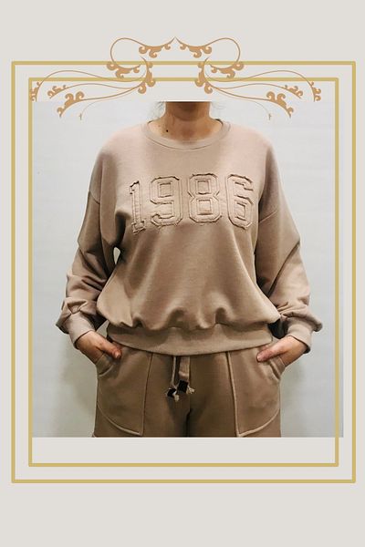 Nonno Kids Girl Kids Korean Style Oversize 1986 Crop Sweatshirt