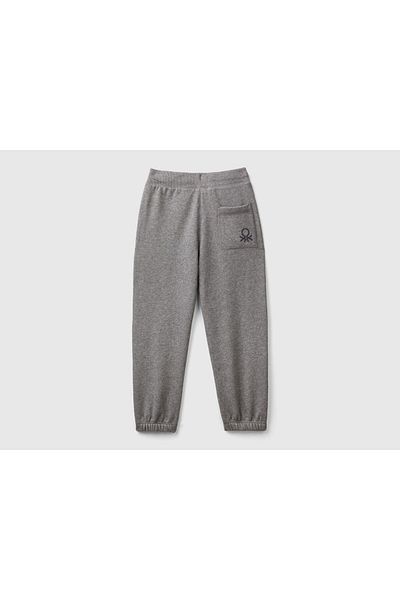 United Colors of Benetton Boy's Anthracite Melange Δεξιά Πίσω Τσέπη Λογότυπο Ελαστική μέση Φούτερ με κορδόνι