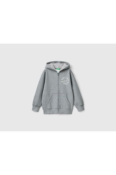 United Colors of Benetton JACHETA Băiat Antracit Melange CU Glugă L/S