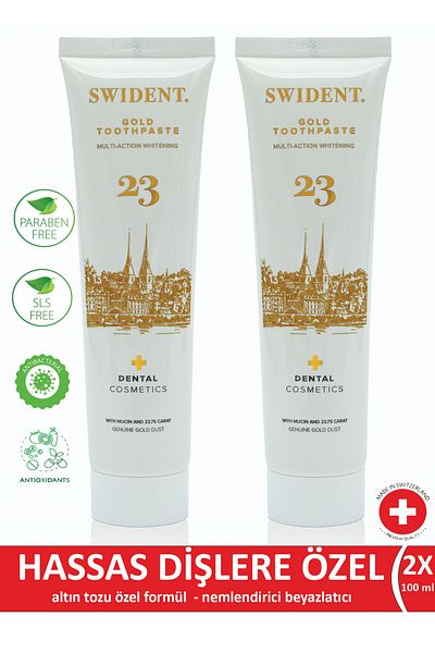 SWIDENT 2Xpcs Gold - 100ml Triple Care Toothpaste