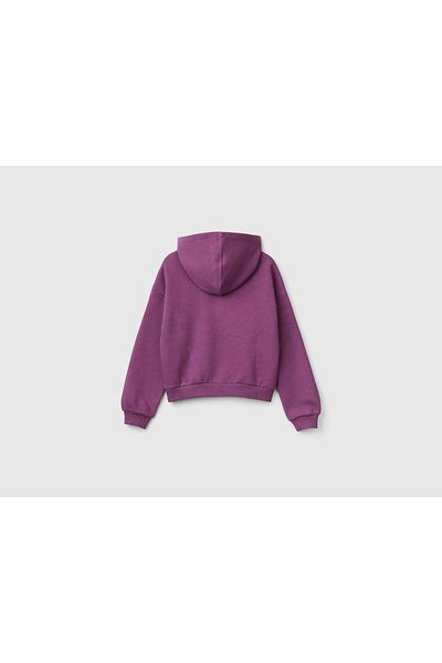 United Colors of Benetton Pulover pentru fete violet - cu glugă