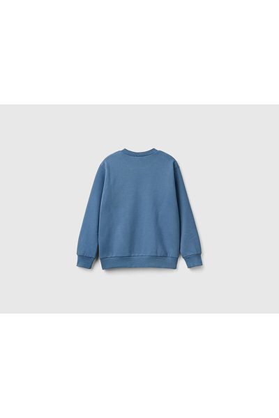 United Colors of Benetton Hanorac cu nervuri imprimat cu logo-ul aviator albastru pentru băiat