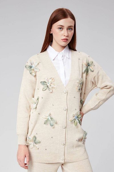 MEHRA Floral and Pearl Detailed Knitwear Suit