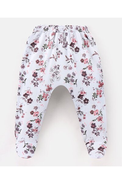 Bonfino Bonfino Diaper Leggings Pack of 2 Floral Print and Solid Color - Pink Ivory
