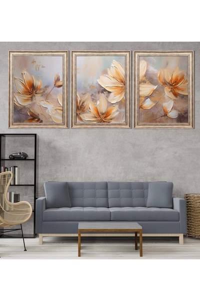 bestablo Tablou din lemn cu flori decorative cu rama anticata, decor pentru casa