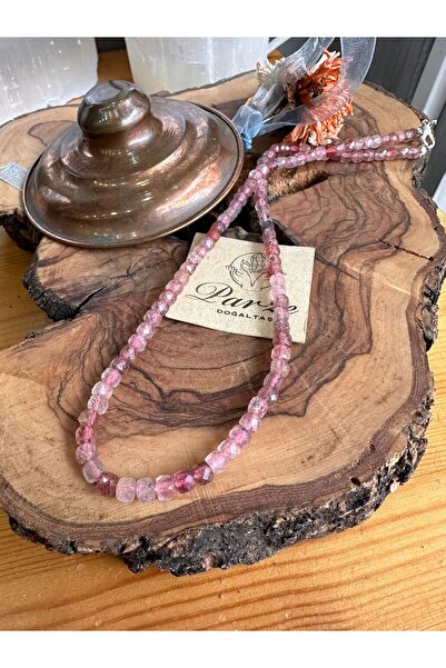 parze doğaltaş Gül Kuvars Doğal Taş Dizi Kolye