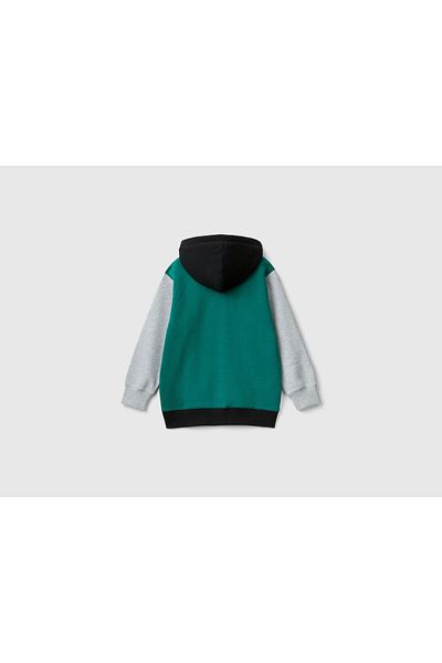 United Colors of Benetton Момчешко яке с качулка, цвят борово зелено, с дълъг ръкав