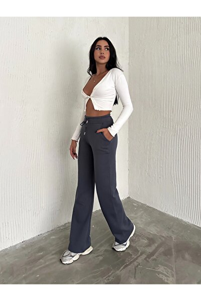 Zula Moda Şardonlu Modal Eşofman Altı -geniş Paça Eşofman Altı