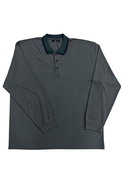 lacaton Plus Size Men's Polo Collar Long Sleeve