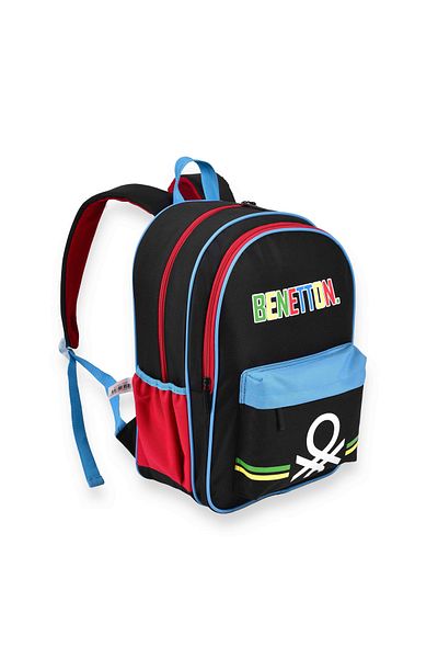 United Colors of Benetton Geantă neagră pentru grădiniță cu text Benetton pentru băiat