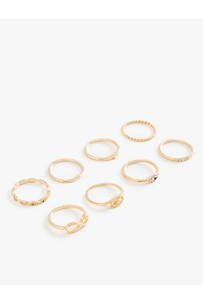 Koton Set of 8 Stone Detailed Steel Rings