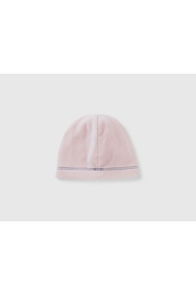 United Colors of Benetton Boy's Dusty Pink Logo Embroidered Round Fleece Beanie