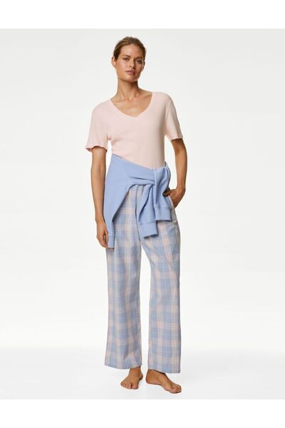 Marks & Spencer Fitil Detaylı Kısa Kollu Pijama Üstü