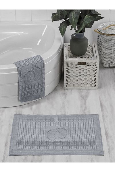 Rebeka 2 Pieces of Şilay Foot Towel - Mat Light Gray 260g