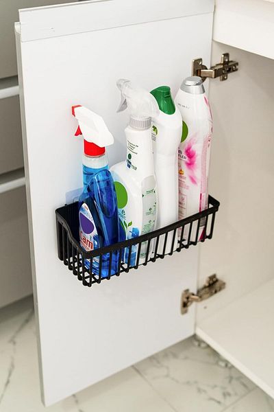 keyfisepet en keyifli sepet 2-Piece Wall Organizer and Spice Rack - Bathroom Adhesive Plastic Cabinet Organizer