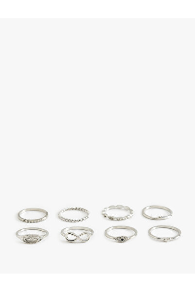 Koton Set of 8 Stone Detailed Steel Rings