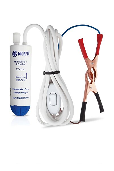 Midapo 12V BÜYÜK  D.c Midapo Mini Dalgıç Pompa ( BİDON-DAMACANAYA UYGUN DEĞİLDİR )