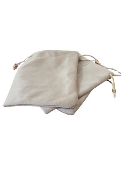 ÖZER KUTU Soft Tay Tüyü Kese Krem 25 Adet 12x13  cm Takı, Altın Kesesi (ipli ...