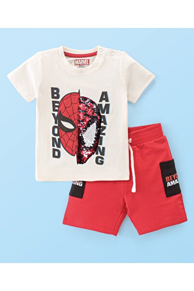 Babyhug Marvel تيشيرت قصير بأكمام نصفية من بيبي هاج ديزني، مصنوع من القطن بنس...