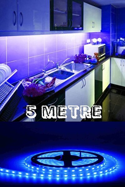 Sanctum Mutfak Dolabı Için 5 Mt Mavi Şerit Led 12v Adaptörlü
