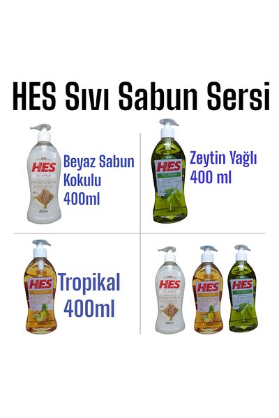 Hes Olive Oil - White Soap Scented - Tropical 3-Piece Liquid Soap Set (400ml)