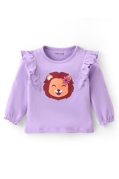 Babyoye Babyoye 100% Cotton Eco Conscious Full Top & Legging With Lion Print - Cream & Purple