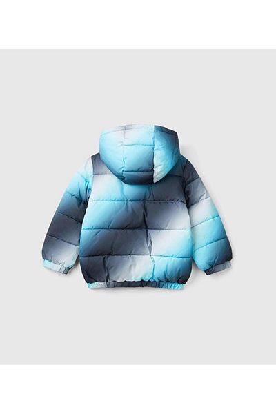 United Colors of Benetton Boy's Blue Mix Left Chest Logo Embroidered All Shadow Effect Pufa Mon