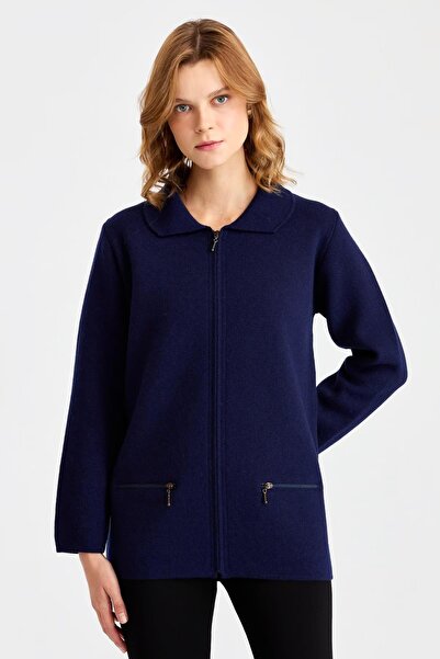 Desen Triko 22128 DESEN TRİKO CEKET CEBİ FERMUARLI PY PİKE JAKARLI