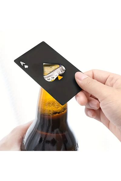 esdekor Ace of Spades Black Bottle Opener (Give Magnet Beside It) 1 Piece