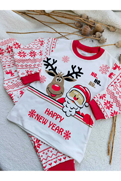 Bilge Trend Yılbaşı Özel Happy New Year Baskılı  %100 Pamuk Pijama Takımı(1 BEDEN BÜYÜK ALMANIZ ÖNERİLİR)