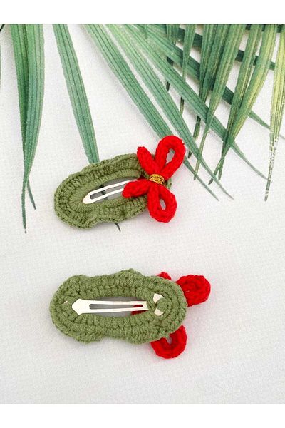 Kadın Girişimciler Atölyesi New Year's Themed Red Bow 2-Piece Snap Buckle (Suitable for Any Age Group Use)