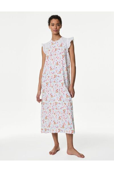 Marks & Spencer Saf Pamuklu Dantel Detaylı Gecelik