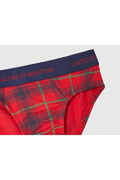 United Colors of Benetton Erkek Çocuk Kırmızı Beli Logo Baskılı Desenli Slip