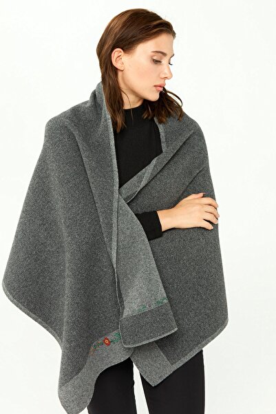 Desen Triko Tricotaj de damă cu broderie florală șal afumat