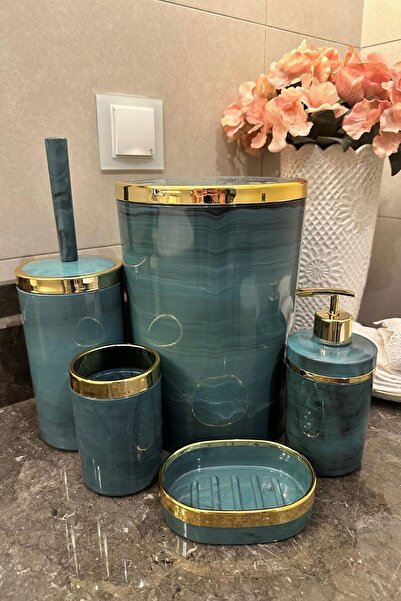 MAKRİ HOME Set de baie din 5 piese - Coș de gunoi din acril, suport pentru pe...