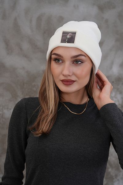 Glove workshop Unisex White Singer Printed Beanie - ΛΕΥΚΟ