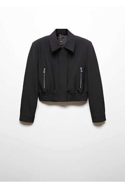 MANGO Woman Crop jacket with padded shoulder