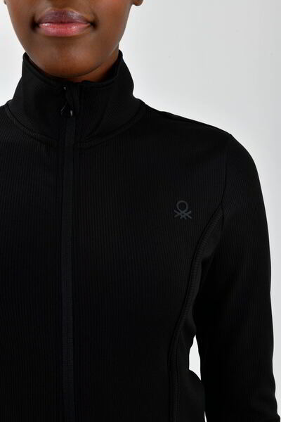 United Colors of Benetton Γυναικείο φούτερ με φερμουάρ με λογότυπο αριστερό στήθος