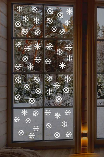 New Jargon 40 Pieces Snowflake Glass Sticker - Christmas Sticker - Christmas Decor Children's Room Baby Room Sticker
