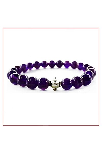 Bijustore Purple Quartz Natural Stone Men's Bracelet