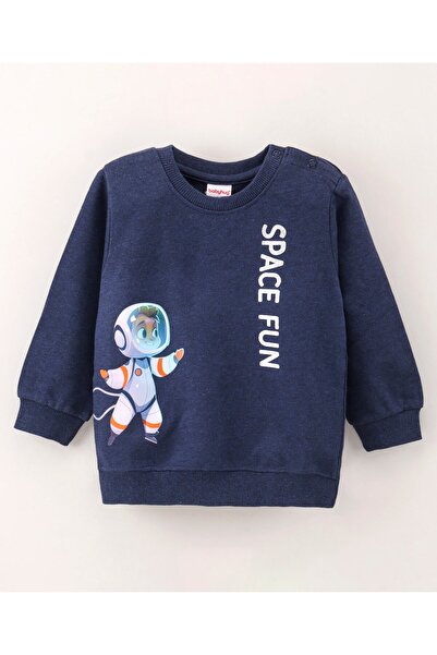 Babyhug سويت شيرت بأكمام كاملة وطبعة Space Fun - أزرق داكن