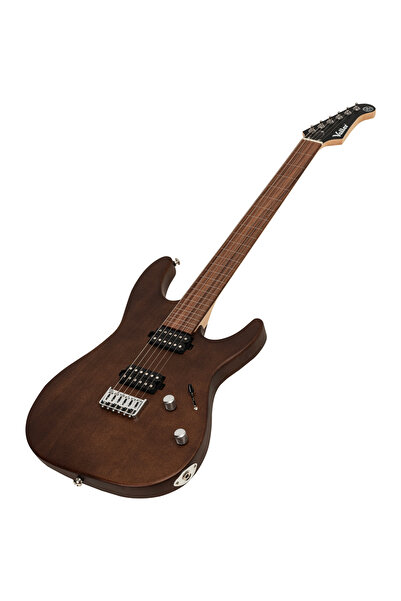 VALLER FTS250 Mat Koyu Kahve Okoume Ağacı HH Perdesiz Elektro Gitar