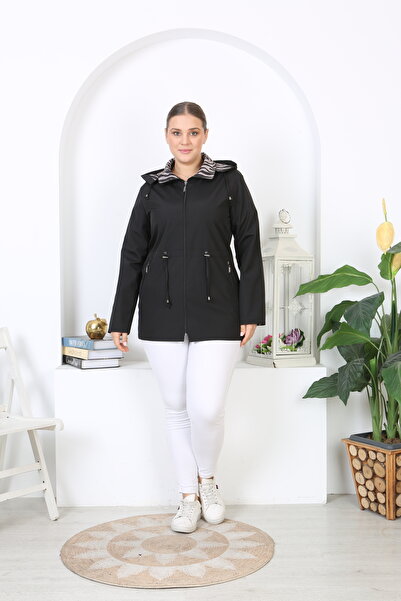 TUTveAL Collection Black Plus Size Seasonal Coat - Lined and Hooded Trench Coat