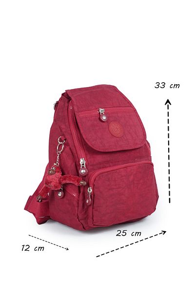 İMAKS Red Small Size Waterproof Sling Backpack - Multi-Compartment Casual Women's