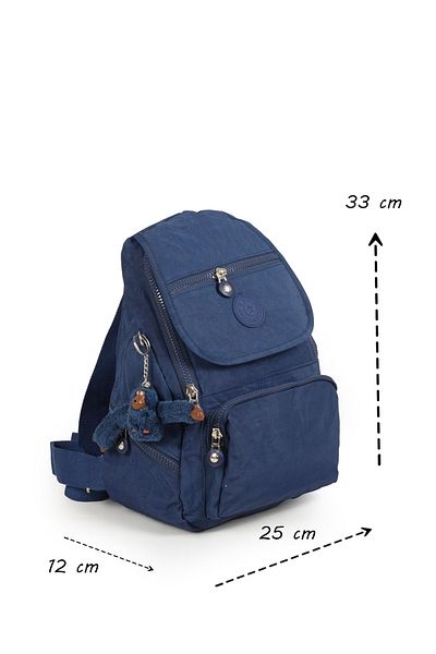 İMAKS Small Size Crinkle/Clinker Waterproof Long Strap Multi-Compartment Casual Women's Backpack Navy Blue 12-4g
