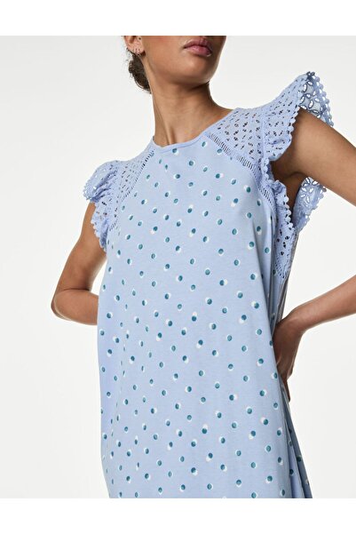 Marks & Spencer Saf Pamuklu Dantel Detaylı Gecelik